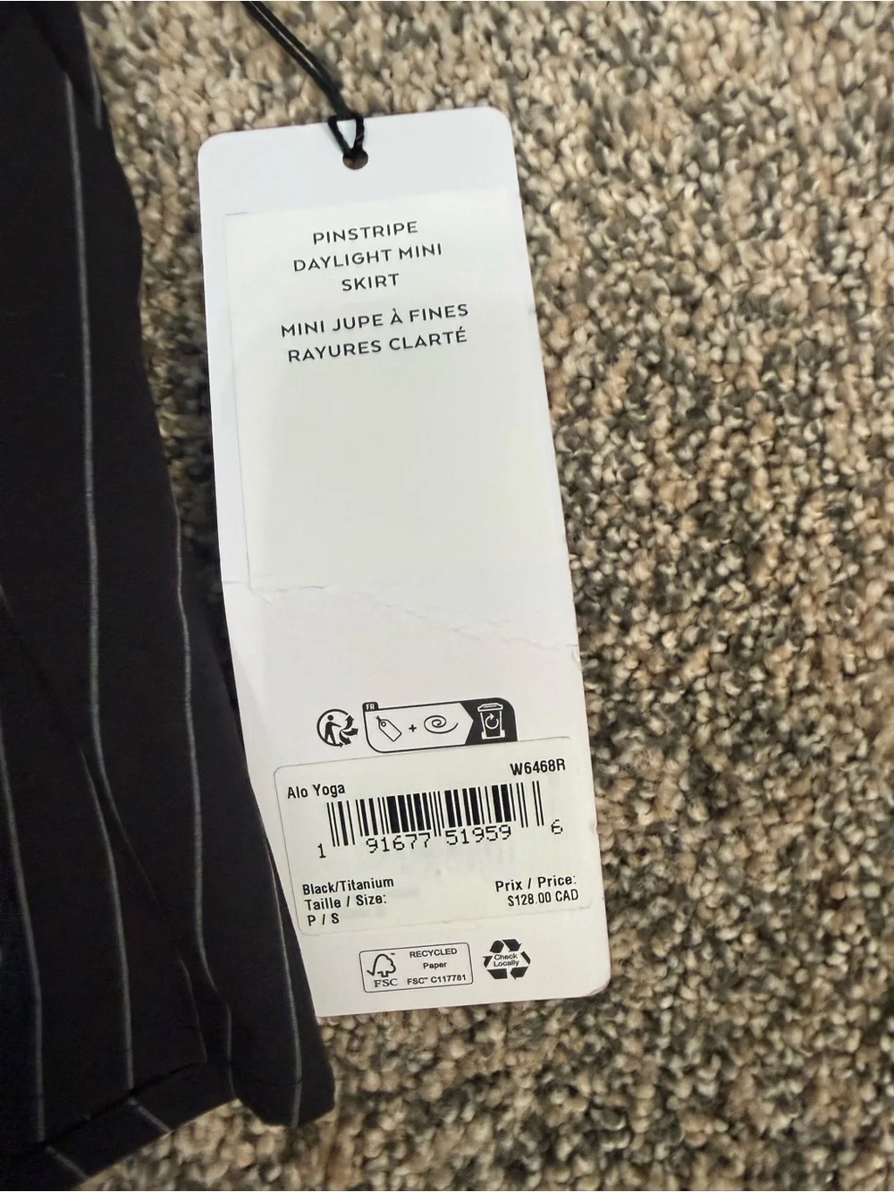 ALO Yoga Black Pinstripe Mini Skirt